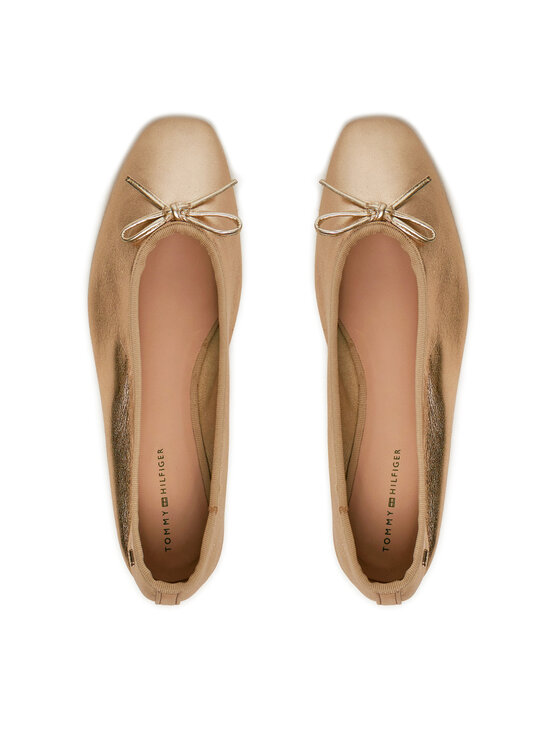 Tommy Hilfiger Tommy Hilfiger Μπαλαρίνες Ballerina Soft Leather Metallic FW0FW08452 Χρυσό