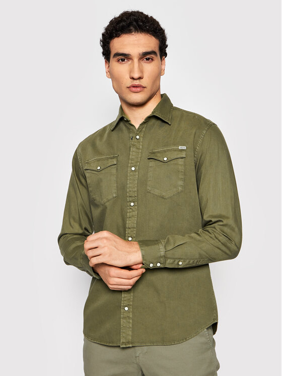 Jack&Jones Krekls Sheridan 12138115 Zaļš Slim Fit