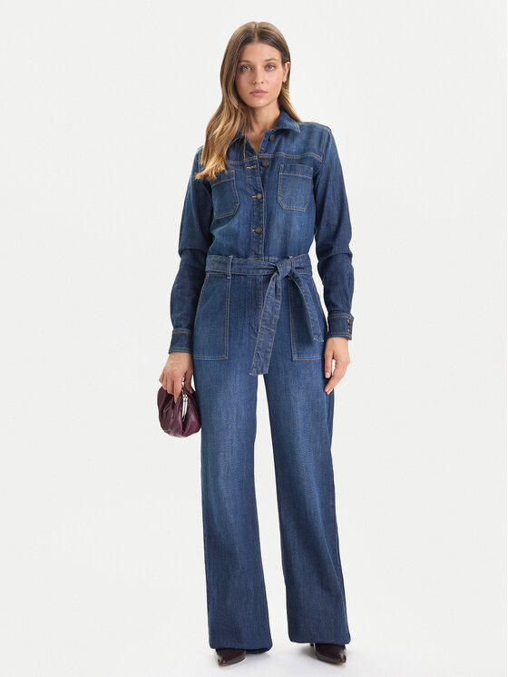 Guess Jeans Guess Jeans Ολόσωμη φόρμα W5BD97 D0026 Σκούρο μπλε Wide Leg