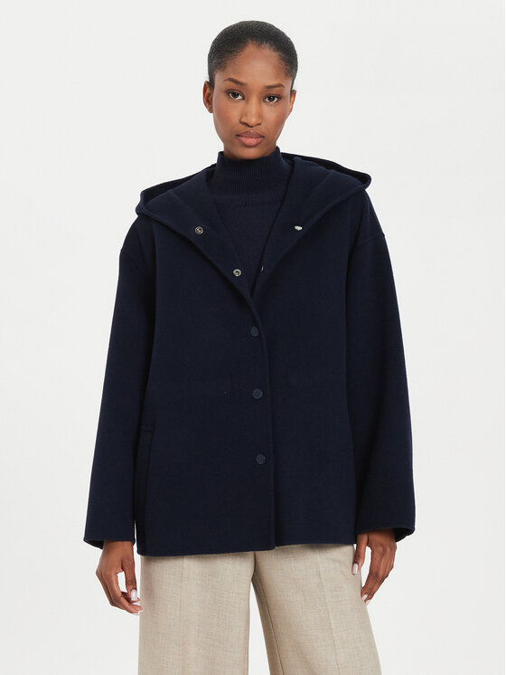 Weekend Max Mara Vlnený kabát Gennaio 2425086021 Tmavomodrá Regular Fit