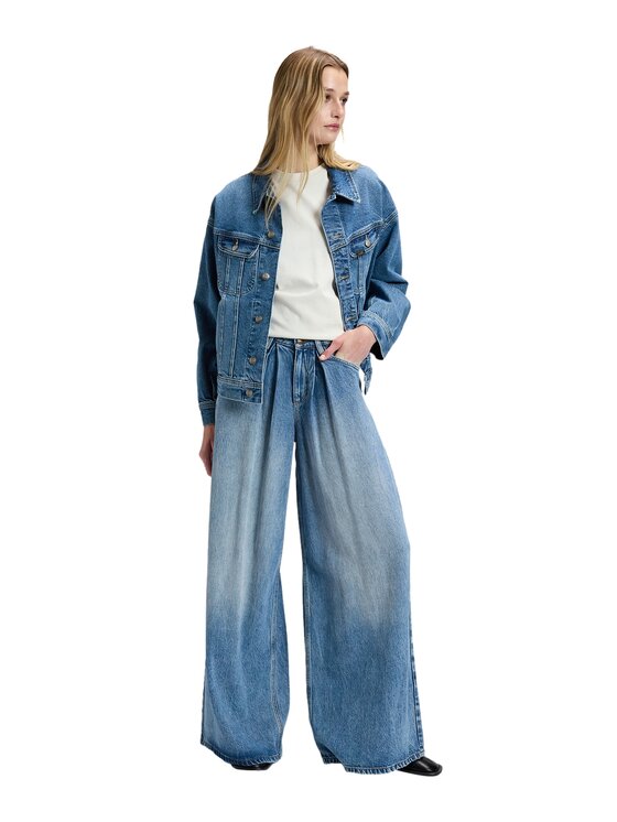 Lee Lee Jeansy 112385895 Niebieski Wide Leg