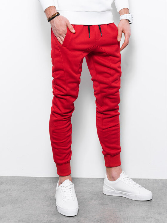 Ombre Ombre Joggery OM-PABS-0134 Czerwony Regular Fit