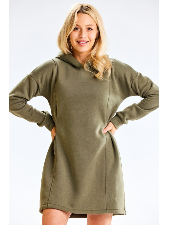 Infinite You Infinite You Sukienka dzianinowa M331 Khaki Basic Fit