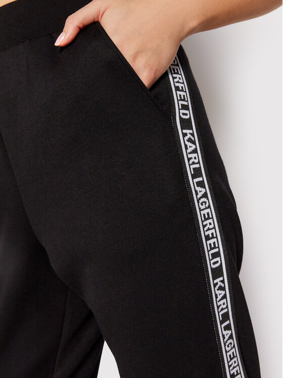 KARL LAGERFELD KARL LAGERFELD Teplákové kalhoty Double Jersey 220W1031 Černá Regular Fit