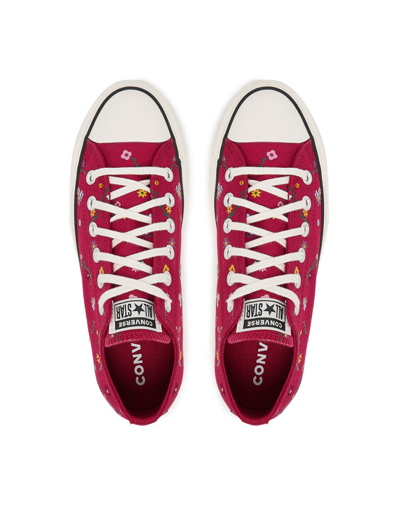 Converse Converse Kedas Chuck Taylor All Star Lift Platform Embroidered Floral Patchwork A15535C Bordo