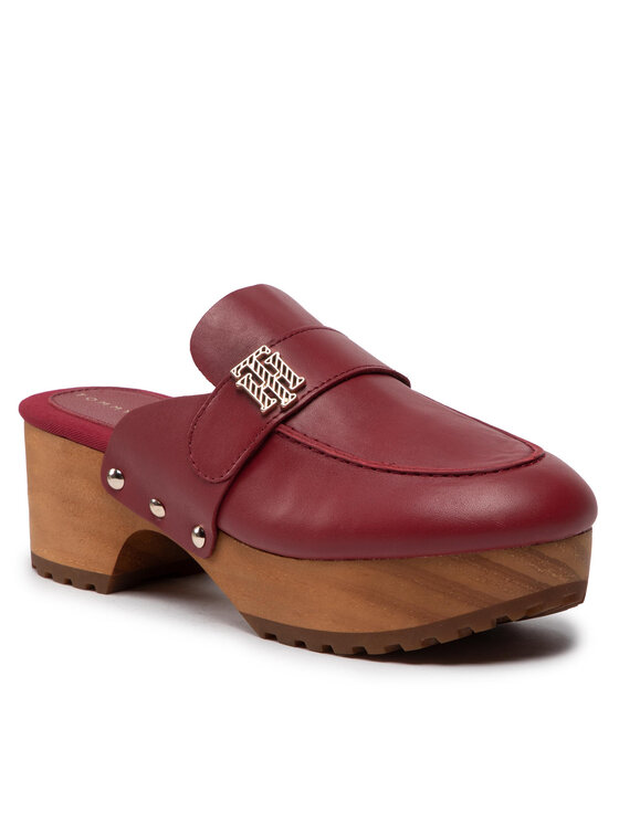 Tommy Hilfiger Șlapi Th Hardware Mid Hell Clog FW0FW06602 Vișiniu Clog imagine noua