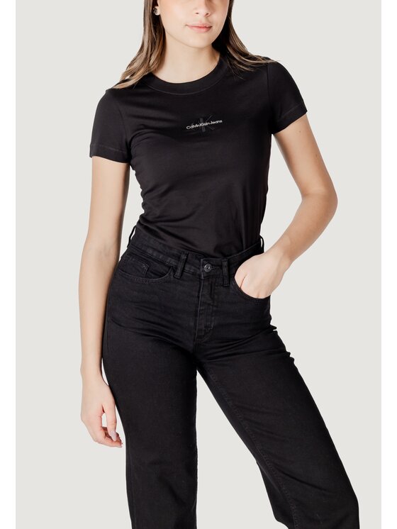 T-Shirt Calvin Klein Jeans, Rozmiar XS, Czarne, MONOLOGO TEE