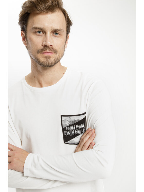 Cross Jeans Cross Jeans Longsleeve 15859-028 Beżowy Regular Fit