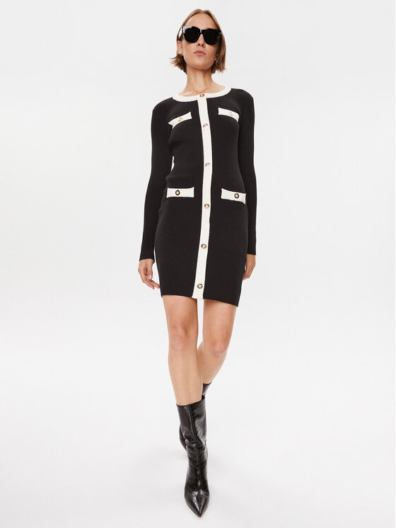 Gaudi Gaudi Плетена рокля 321FD13009 Черен Regular Fit