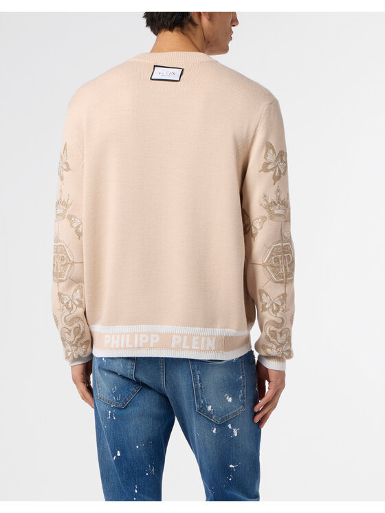 PHILIPP PLEIN PHILIPP PLEIN Sweter 29965 Beżowy Regular Fit