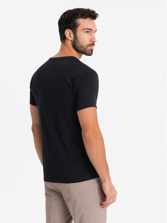 Ombre Ombre T-Shirt OM-TSBC-0221 Czarny Slim Fit
