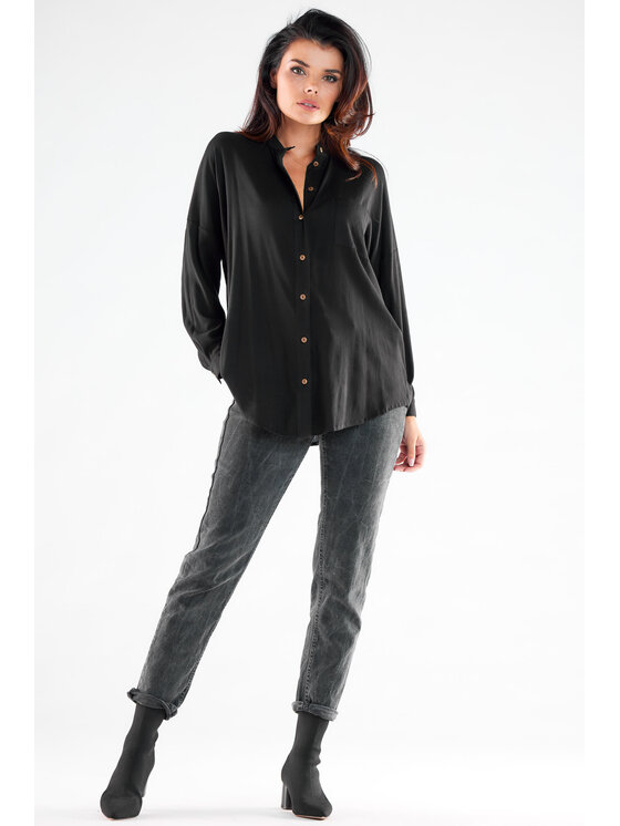 Awama Awama Koszula A525 Czarny Basic Fit