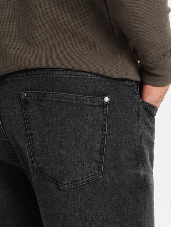 Ombre Ombre Jeansy OM-PADP-0161 Černá Slim Fit
