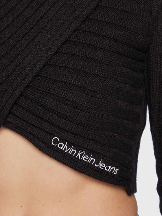 Calvin Klein Jeans Calvin Klein Jeans Bluză cu gât J20J219786 Negru Slim Fit