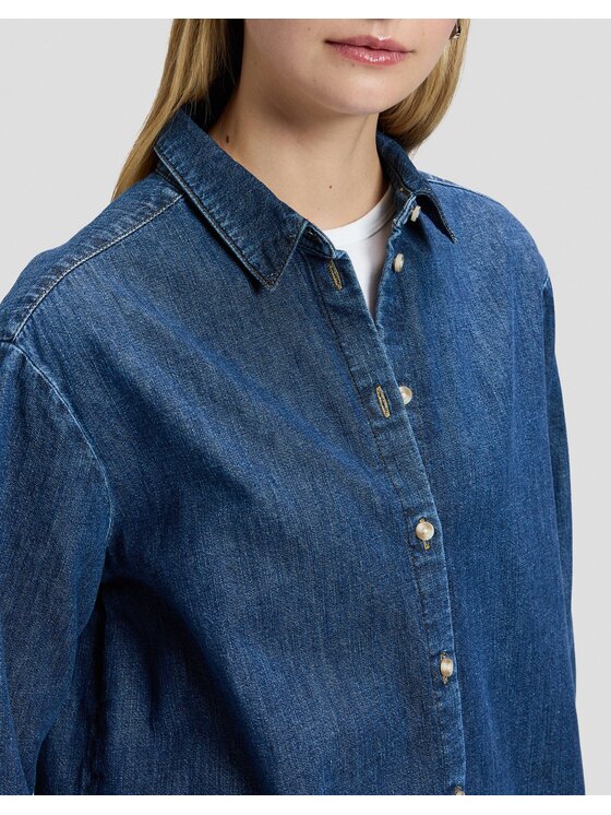Lee Lee Koszula BOYFRIENDS SHIRT Niebieski Relaxed Fit