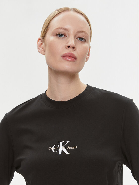 Calvin Klein Jeans Calvin Klein Jeans Sukienka dzianinowa Monologo J20J222520 Czarny Relaxed Fit