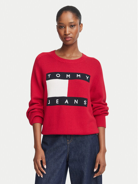 Tommy Jeans Tommy Jeans Sweter Flag DW0DW23450 Czerwony Regular Fit