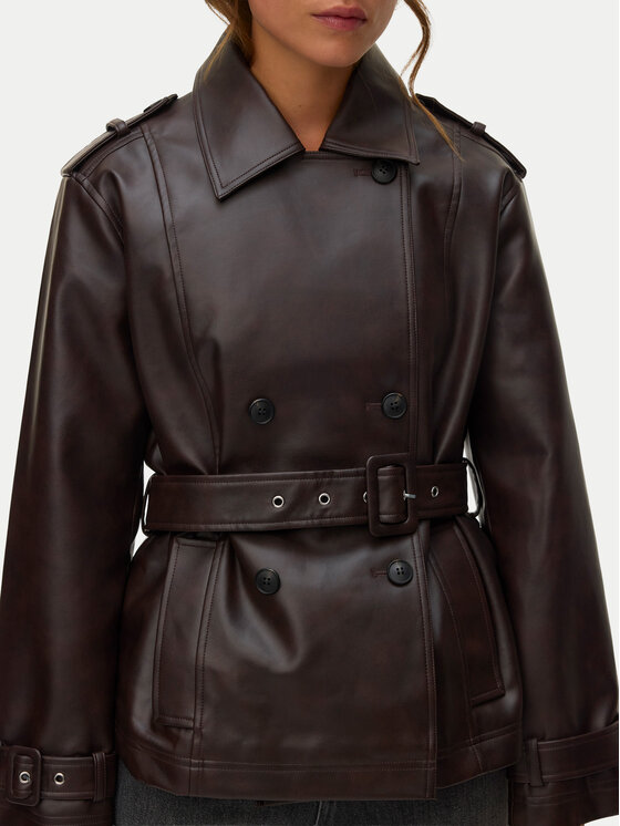 Vero Moda Vero Moda Μπουφάν από απομίμηση δέρματος Gabby 10348783 Σκούρο καφέ Regular Fit