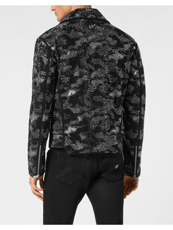PHILIPP PLEIN PHILIPP PLEIN Kurtka skórzana 21073 Czarny Regular Fit