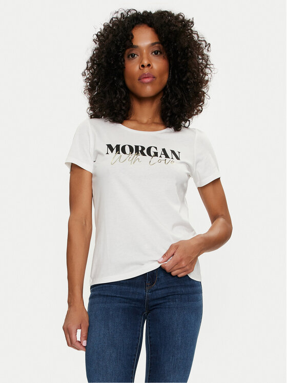 Morgan T-krekls 241-DUNE Balts Regular Fit