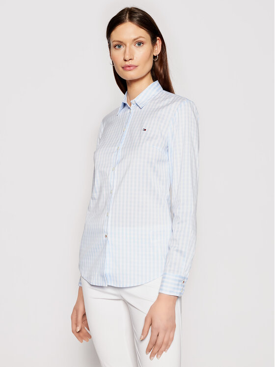 Tommy Hilfiger Marškiniai WW0WW30307 Mėlyna Slim Fit • Modivo.lt