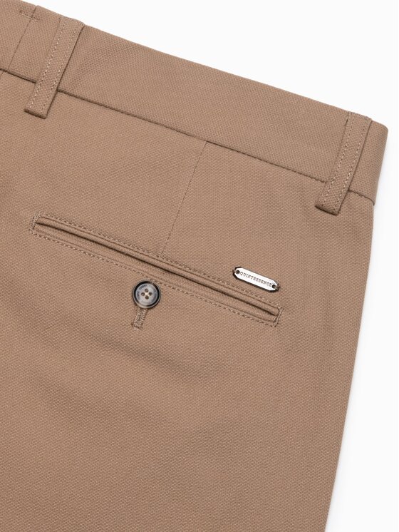 Ombre Ombre Chinosy OM-PACP-0186 Brązowy Slim Fit
