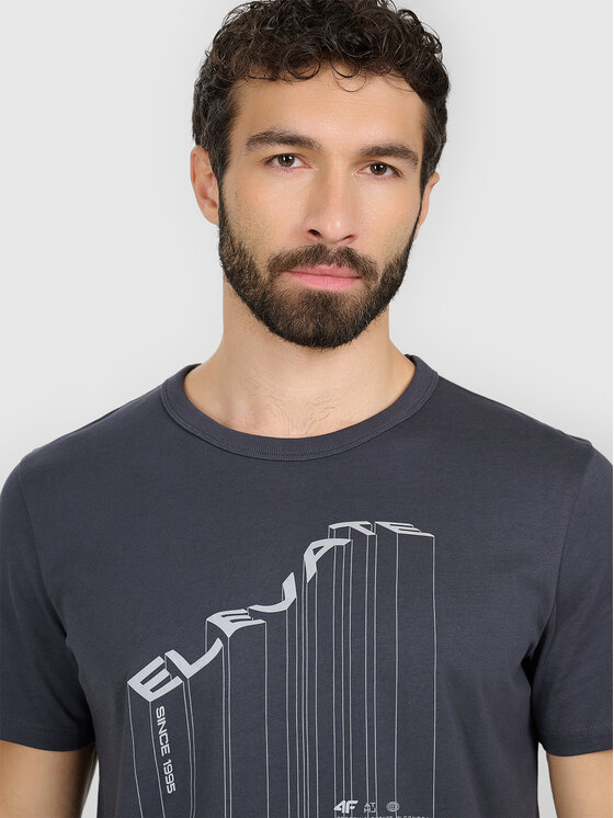 4F 4F T-Shirt BRIGHT TRACK Szary ciemny Regular Fit