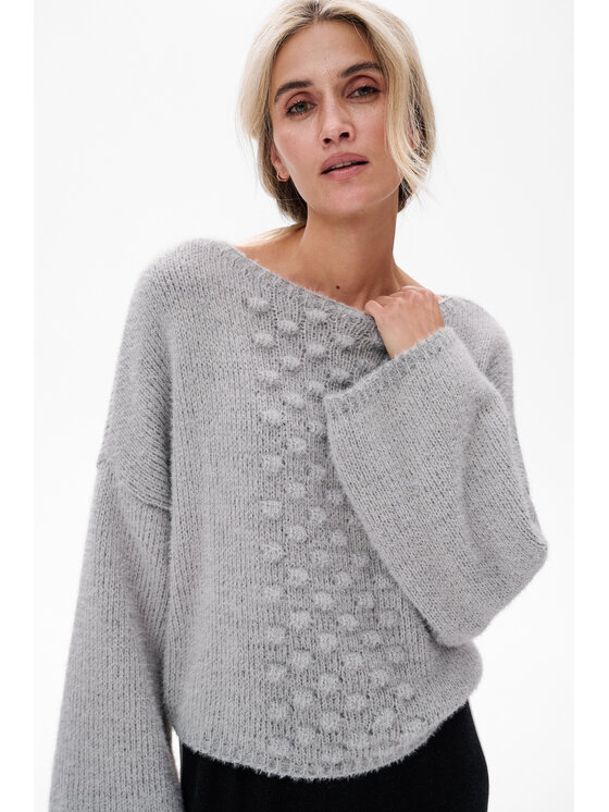 blue shadow blue shadow Sweter Colix Szary Regular Fit