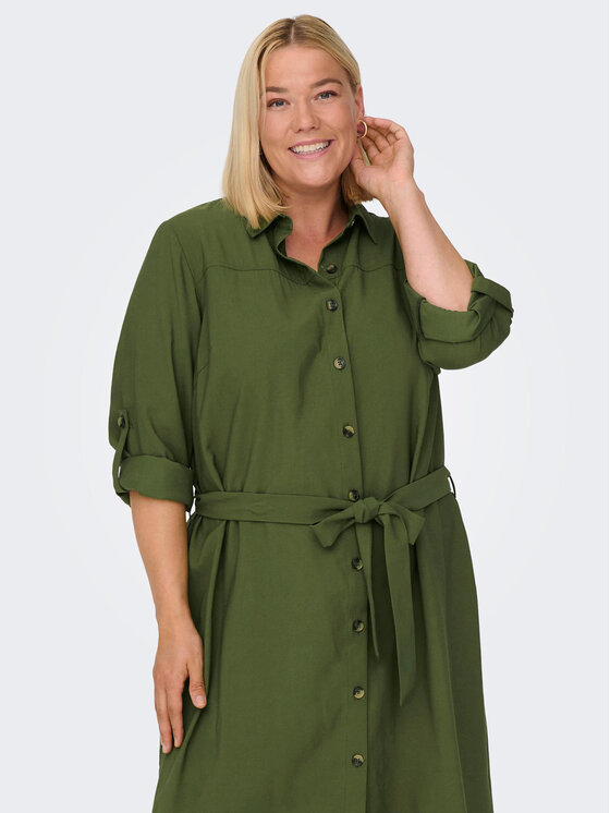 ONLY Carmakoma ONLY Carmakoma Рокля тип риза 15285282 Зелен Regular Fit