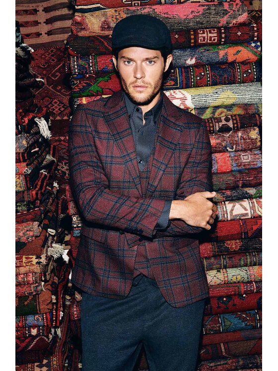 Lancerto Lancerto Marynarka Glenhope MA131223000016 Bordowy Slim Fit