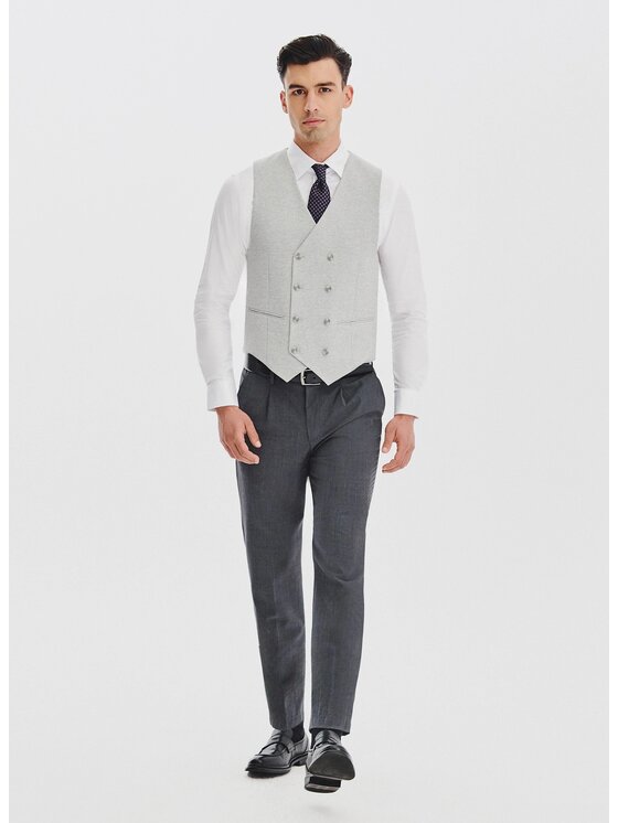 Pako Lorente Pako Lorente Kamizelka garniturowa P25WF-8X-004 Szary Slim Fit