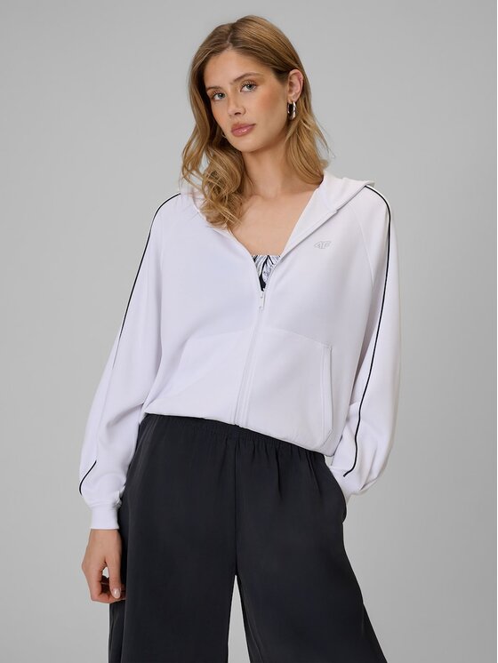 4F 4F Bluza 4FRSS26TSWSF2990-10S Biały Relaxed Fit