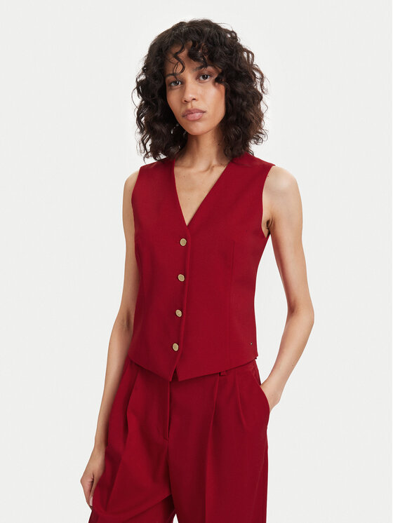 Tommy Hilfiger Vestă elegantă WW0WW48882 Roșu Regular Fit