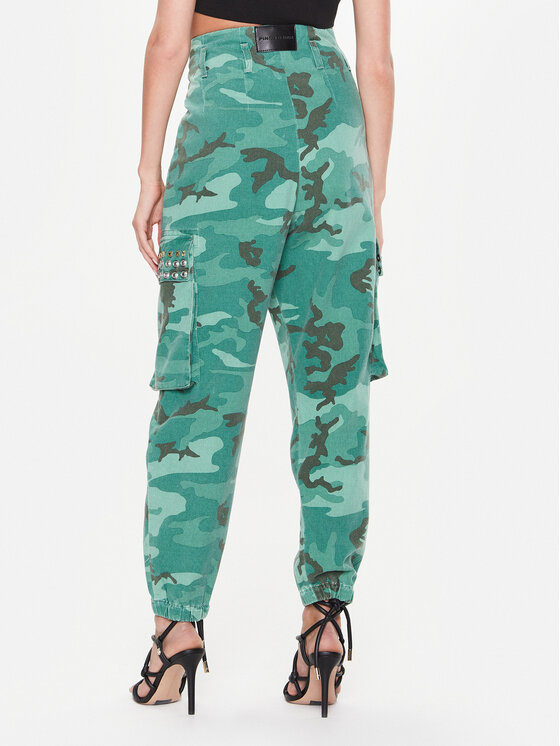 PINKO Pinko Medžiaginės kelnės Fitness Cargo 100336 A0KZ Žalia Relaxed Fit