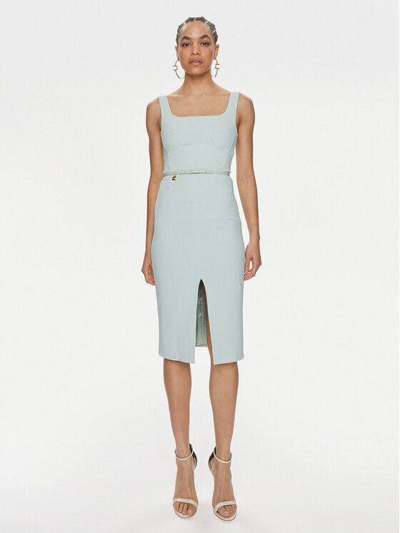 Elisabetta Franchi Koktejlové šaty AB-538-41E2-V380 Zelená Slim Fit