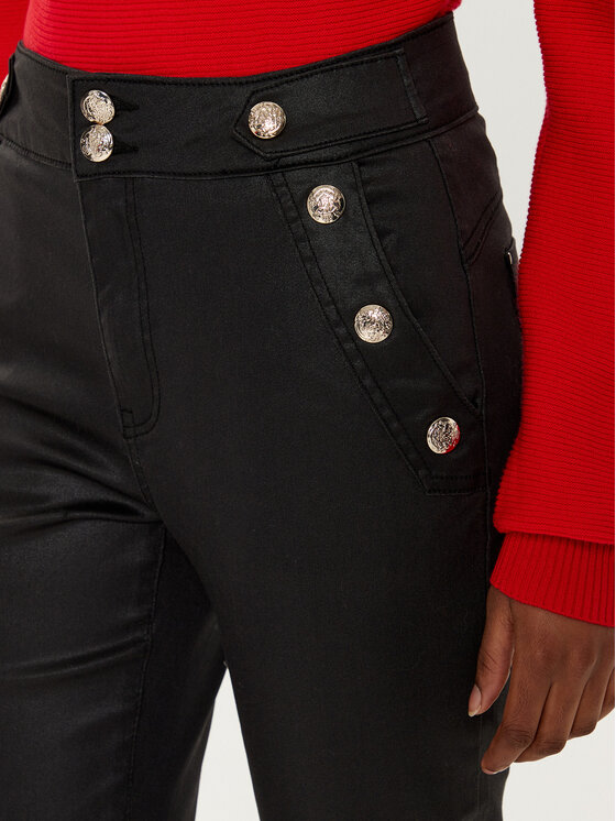 Morgan Morgan Pantaloni din imitație de piele 242-PARTY Negru Slim Fit