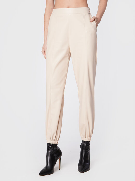 Liu Jo Pantaloni din imitație de piele WF2025 E0392 Bej Regular Fit