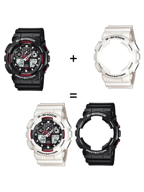 Casio Casio Zegarek SET GA-100-1A4ER + BEZEL 10395292 + PASEK 10395227 Biały