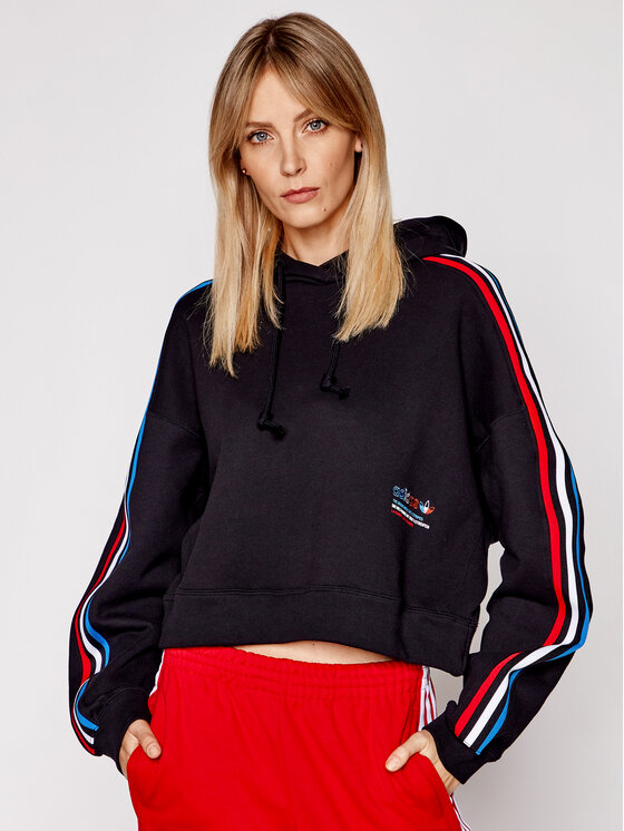 adidas adidas Bluză adicolor Tricolor Trefoil GN2853 Negru Loose Fit