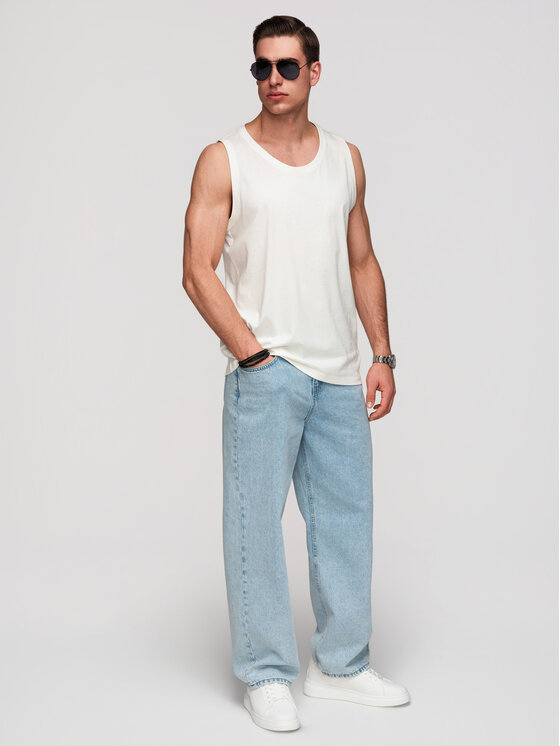 Ombre Ombre Tank top OM-TSBT-0272 Biały Regular Fit