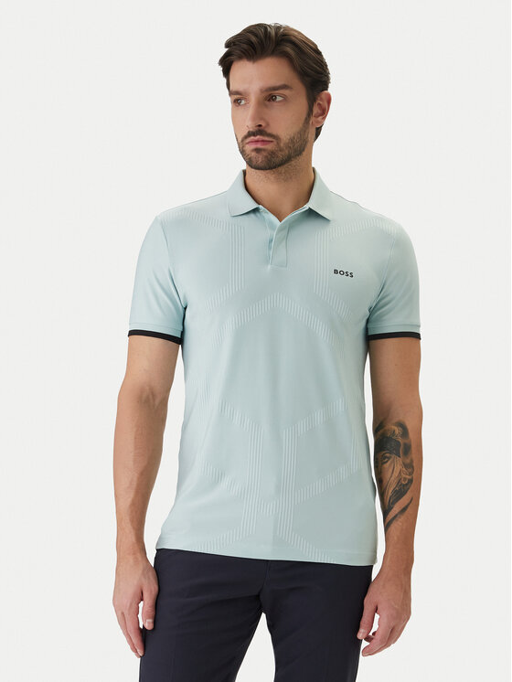 BOSS Tricou polo Chip Hexa 50554561 Turcoaz Regular Fit