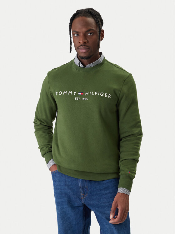 Tommy Hilfiger Tommy Hilfiger Pulóver Logo MW0MW11596 Zöld Regular Fit