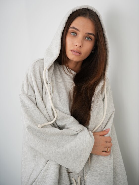 MissDenim MissDenim Mikina Oversize Zip Hoodie Šedá Oversize