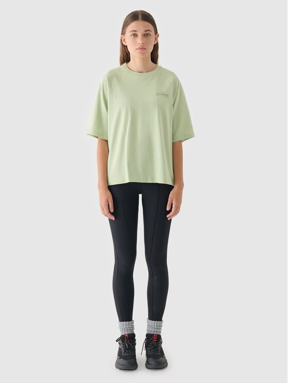 4F 4F T-Shirt 4FRAW24TTSHF2583-43S Πράσινο Oversize