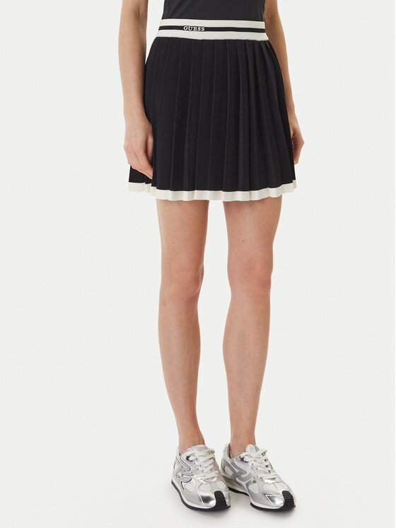Guess Guess Plisovaná sukně V6GD04 Z0649 Černá Regular Fit