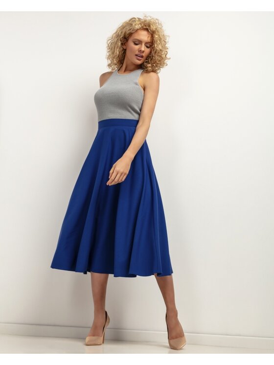 Tessita Tessita Spódnica midi SPÓDNICA_T440 _4_M Niebieski Flared Fit
