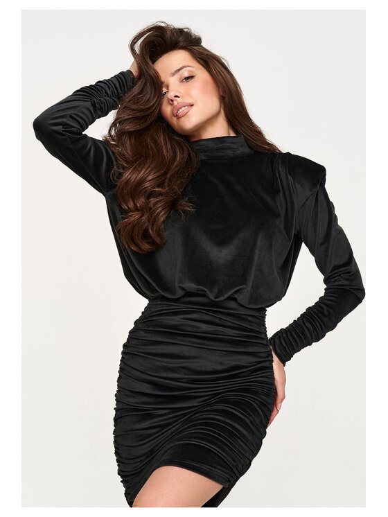 Makadamia Makadamia Sukienka codzienna M955 Czarny Fitted Fit