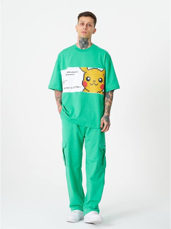 Machinist Machinist T-Shirt Koszulka Z Krótkim Rękawem Oversize Zielona Machinist Pikachu M Zielony Oversize