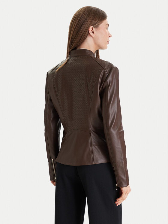 Guess Guess Μπουφάν από απομίμηση δέρματος W6RL52 WL850 Καφέ Regular Fit