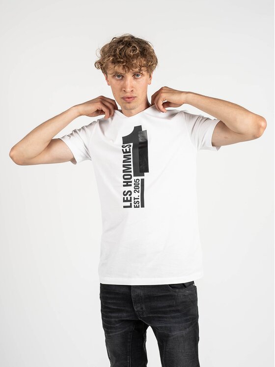 Les Hommes Les Hommes T-shirt LLT205 721P | Round Neck T-Shirt Bianco Regular Fit